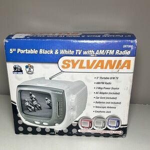 Sylvania New 5" Portable Black & White TV with AM/FM Radio